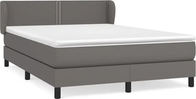 vidaXL Κρεβάτι Boxspring με Στρώμα Γκρι 140x200εκ. από Συνθετικό Δέρμα