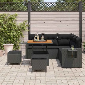 vidaXL Σετ Καναπέ Κήπου 8 pcs Μαύρο συνθετικό ρατάν