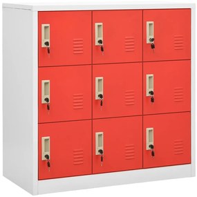 vidaXL Φοριαμοί 2 τεμ. Ανοιχτό Γκρι/Κόκκινο 90x45x92,5 εκ. Ατσάλινοι