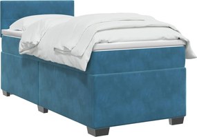vidaXL Κρεβάτι box spring με στρώμα Σκούρο Μπλε 80 x 200 cm Βελούδο