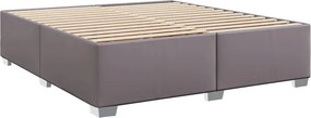 vidaXL Κρεβάτι Boxspring με Στρώμα Γκρι 180x200 εκ. Συνθετικό Δέρμα