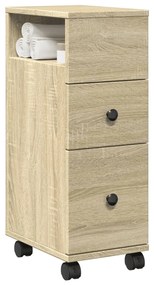 Ντουλάπι Μπάνιου Στενό με Ροδάκια Sonoma Δρυς Επεξ. Ξύλο