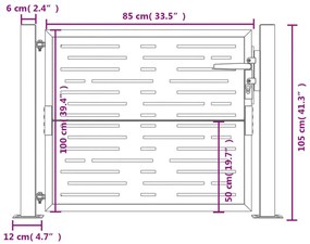 Πύλη Κήπου Ανθρακί Τετράγωνο Σχέδιο 105 x 105 εκ. Ατσάλινη - Ανθρακί