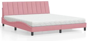 vidaXL Κρεβάτι με Στρώμα Ροζ 180x200 εκ. Βελούδινο