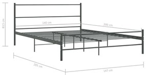 Πλαίσιο Κρεβατιού Γκρι 140 x 200 εκ. Μεταλλικό - Γκρι