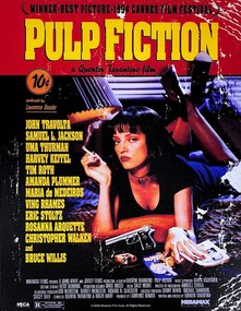 Μεταλλική πινακίδα Pulp Fiction - Uma on Bed, (30 x 40 cm)