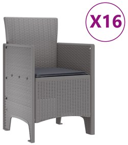 vidaXL 17 Τεμαχίων Σετ Τραπεζαρίας Κήπου με Μαξιλάρια Ανοιχτό Γκρι Ρατάν
