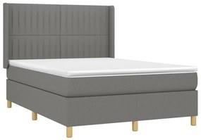 ΚΡΕΒΑΤΙ BOXSPRING ΜΕ ΣΤΡΩΜΑ &amp; LED ΣΚ.ΓΚΡΙ 140X190ΕΚ. ΥΦΑΣΜΑΤΙΝΟ 3139030