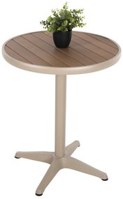ΤΡΑΠΕΖΙ ΑΛΟΥΜΙΝΙΟΥ ΣΤΡΟΓΓΥΛΟ ALEXA  ΣΑΜΠΑΝΙ-POLYWOOD TOP ΦΥΣΙΚΟ Φ60x73Υεκ.