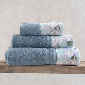 Πετσέτες Margo (Σετ 3τμχ) Blue Ρυθμός Towels Set 70x140cm 100% Πενιέ Βαμβάκι