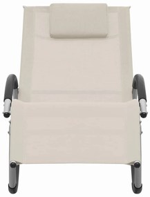 vidaXL Ξαπλώστρα Κρεμ από Textilene με Μαξιλάρι