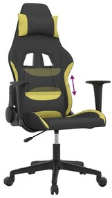 vidaXL Καρέκλα Gaming Μαύρο και Αν. Πράσινο Υφασμάτινη
