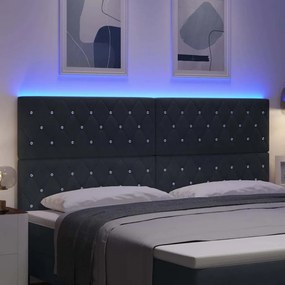 vidaXL LED κεφαλάρι Σκούρο Γκρι Βελούδο