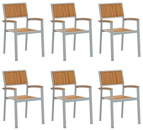 vidaXL Καρέκλα Κήπου 6 pcs Καφέ 56 x 57 x 87εκ. Μασίφ ξύλο ακακίας