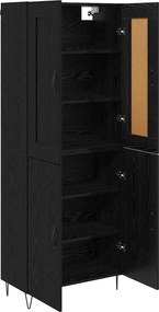 vidaXL Highboard Μαύρη Οξυά 69,5 x 34 x 180 εκ. Επεξεργασμένο ξύλο