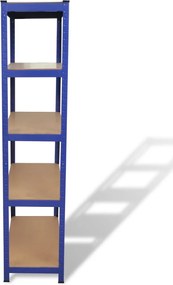 vidaXL Ραφιέρα Γωνιακή 5 Επιπέδων Μπλε από Ατσάλι &amp; Επεξεργασμένο Ξύλο