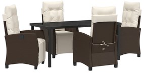 vidaXL Σετ Επίπλων Κήπου 5 Τεμαχίων Καφέ Poly Rattan