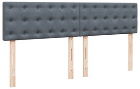 vidaXL Κρεβάτι Boxspring με Στρώμα Σκούρο Γκρι 180x200 εκ. Βελούδινο