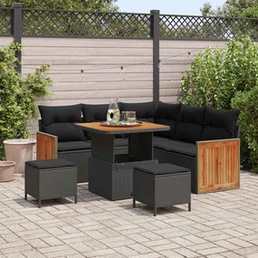 vidaXL Σετ Καναπέ Κήπου με μαξιλάρι 8 pcs Μαύρο 80 x 80 x 71 cm