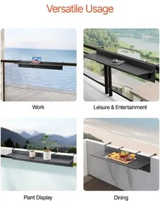 VEVOR Balcony Hanging Table 12 x 48 in Patio Railing Bar Table Foldable
