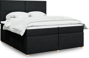 vidaXL Κρεβάτι Boxspring με Στρώμα Μαύρο 200x200 εκ. Υφασμάτινο