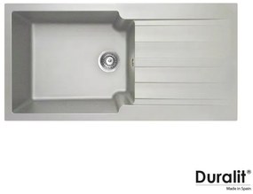 Duralit KS105 Gris Platinum Ένθετος Συνθετικός Νεροχύτης Αντιστρεφόμενος Με 1 Γούρνα και Ποδιά 100x50 cm