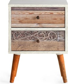 Κομοδίνο Λευκό / Καρυδί FRELA 40x35x55