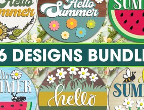 Σετ των 2 Intra απο ξύλο plywood 3mm-4mm πάχος Hello Summer Sign - Break Jhon Δίασταση 30x30 cm INTRAFABR-95298879