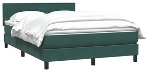 vidaXL Κρεβάτι Boxspring με Στρώμα Σκούρο Πράσινο 140x210εκ. Βελούδινο