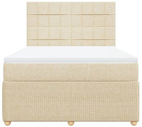 vidaXL Κρεβάτι Boxspring με Στρώμα Κρεμ 140x190 εκ. Υφασμάτινο