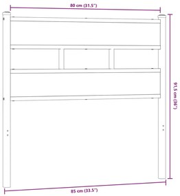 vidaXL Κεφαλάρι Sonoma Δρυς 80 εκ. Σιδερένιο/Επεξεργασμένο Ξύλο