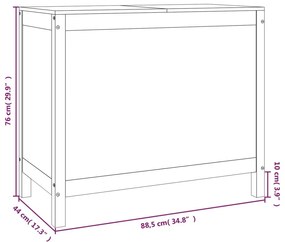 Καλάθι Απλύτων Λευκό 88,5 x 44 x 76 εκ. από Μασίφ Ξύλο Πεύκου - Λευκό