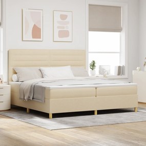 vidaXL κρεβάτι με στρώμα 200x200 εκ. Κρέμ