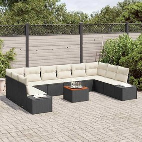 vidaXL Σετ Καναπέ Κήπου με αποθήκευση 11 pcs Μαύρο και λευκό