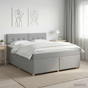vidaXL Κρεβάτι box spring με στρώμα Ανοιχτό γκρι 180 x 200 cm Ύφασμα