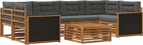 vidaXL Σειρά Καναπέ Εξωτερικού 7 pcs Φυσικό και Ανθρακί Πολυεστέρας