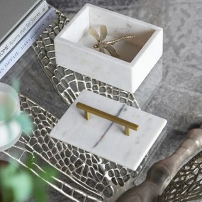 Artekko Marble Box Κοσμηματοθήκη Κουτί Διακοσμητικό Μάρμαρο Μέταλλο Λευκό Χρυσό (18x12.5x11)cm