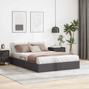 vidaXL Κρεβάτι Οθωμανικού Τύπου Γκρι 140 x 200 cm Τεχνητό Δέρμα