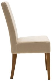 Καρέκλα Ditta pakoworld ύφασμα εκρού-πόδι μασίφ ξύλο καρυδί - Ύφασμα - 047-000037