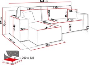 Γωνιακός καναπές Karl II -Gkri Skouro