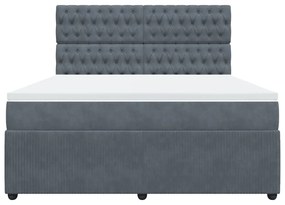 vidaXL Κρεβάτι Boxspring με Στρώμα Σκούρο Γκρι 180x200 εκ. Βελούδινο