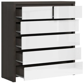 Σιφονιέρα Boston E125, Wenge, Γυαλιστερό λευκό, Με συρτάρια, 112x105x41cm