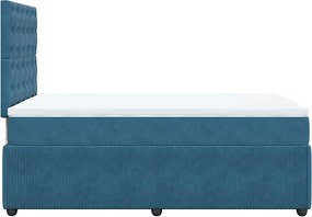 vidaXL Κρεβάτι Boxspring με Στρώμα Μπλε 120x200 εκ. Βελούδινο