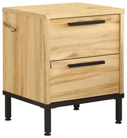 Nightstand Nako black metal and melamine in natural shade 40x35.5x48.8cm 40x35.5x48.8 εκ.