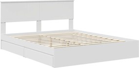 vidaXL Κρεβάτι Αποθήκης Λευκό 160 x 200 cm Επεξεργασμένο ξύλο