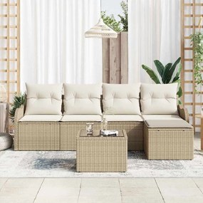 vidaXL Σετ Καναπέ Κήπου με μαξιλάρι 6 pcs Καφέ Πολυ ράταν