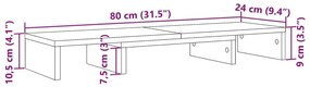 Βάση Οθόνης Ρυθμιζ. Καπνιστή Δρυς 80x24x10,5 εκ. Επεξεργ. Ξύλο - Καφέ