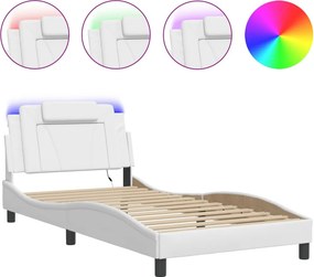 vidaXL Πλαίσιο Κρεβατιού Viana με LED Χωρίς Στρώμα Λευκό 100x200 εκ.