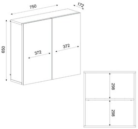 Καθρέπτης μπάνιου Binary Μegapap χρώμα λευκό 75x17,2x65εκ. - GP042-0276,1