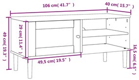 Έπιπλο Τηλεόρασης SENJA Καφέ / Ρατάν 106x40x49 εκ. Μασίφ Πεύκο - Καφέ